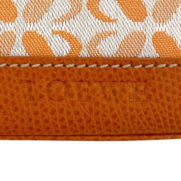 Loewe Coin Case Orange Anagram Coin Purse Canvas Leather